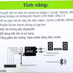 Bộ Chuyển Đổi Digital KiWi KA08 Bluetooth Coaxial sang Audio (2)